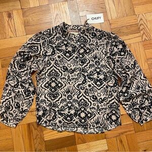 Chufy Stencil Black Patterned Blouse Size XS NWT